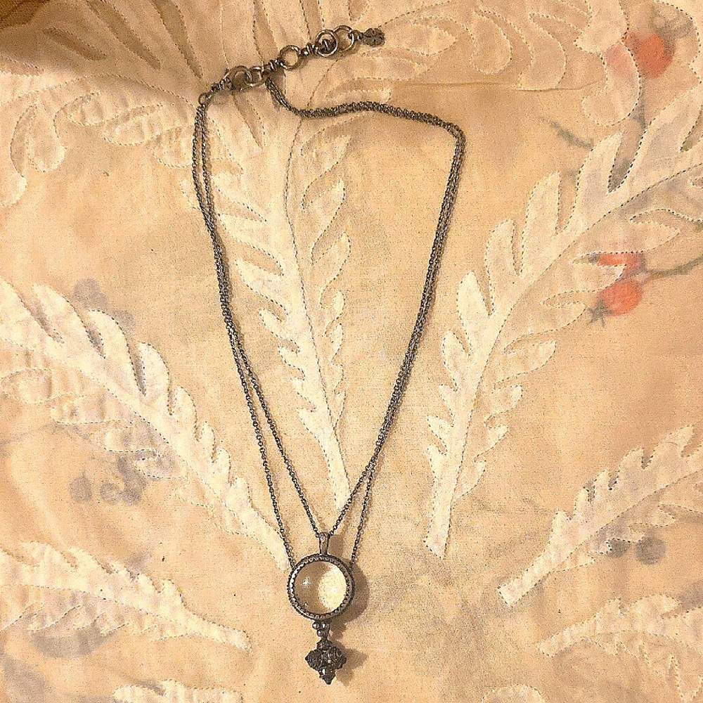 Unique Gray Necklace With 2 Lengths And 2 Charms